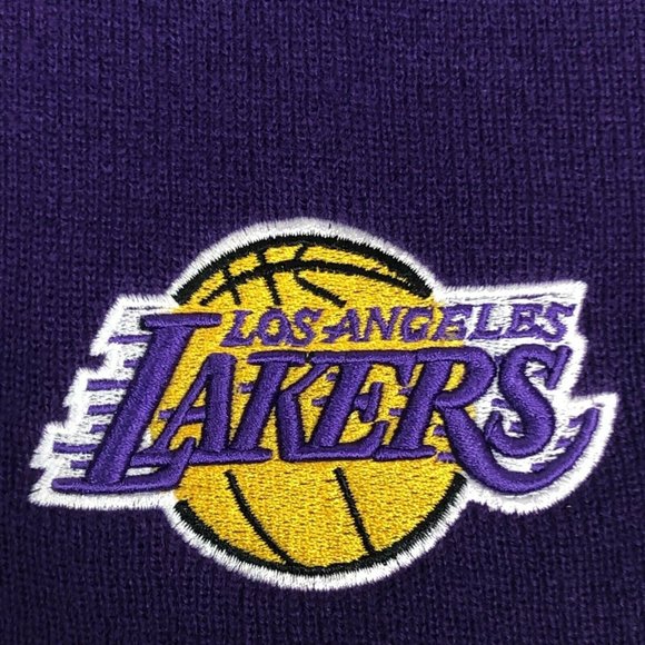 Vintage New Era Los Angeles Lakers Logo Embroidered NBA Beanie Knit Hat LA Cap - Picture 3 of 9